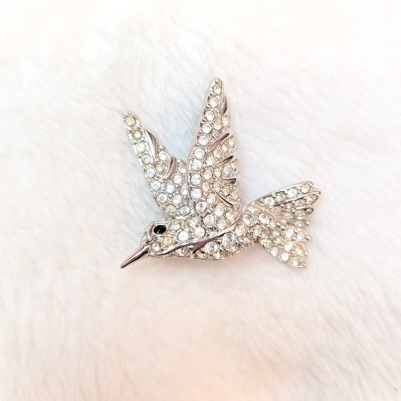 Swarovski Vintage Silver and Crystal Hummingbird Brooch - Picture 2 of 3